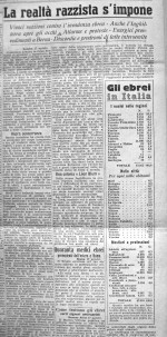 Articolo sulla “realtà razzista” in Italia. Corriere della Sera, 18 agosto 1938. © Corriere della Sera