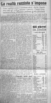 Articolo sulla “realtà razzista” in Italia. Corriere della Sera, 18 agosto 1938. © Corriere della Sera